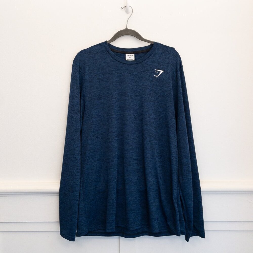 Gymshark Men’s Long Sleeve Performance Training Top Size XXL Navy Blue
